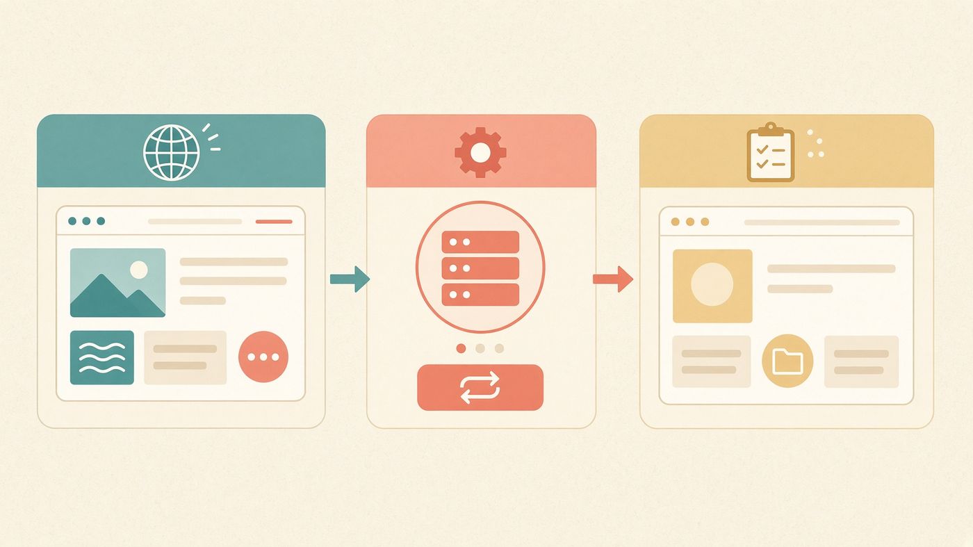 Live, staging, and sync illustration