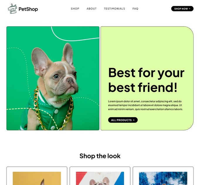 Pet Shop — official Sitejet template