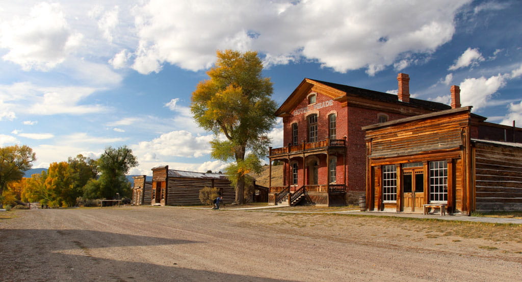 bannack courthouse skinner saloon streetscape