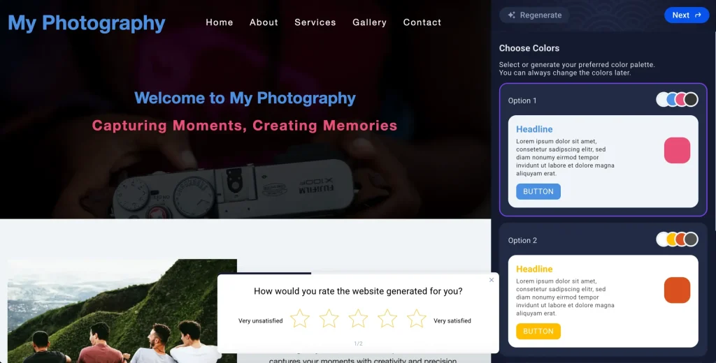 Discover cPanel's AI Website Builder: Effortless Website Creation with Sitejet 4 SiteJet AI Choose Colors scaled 1