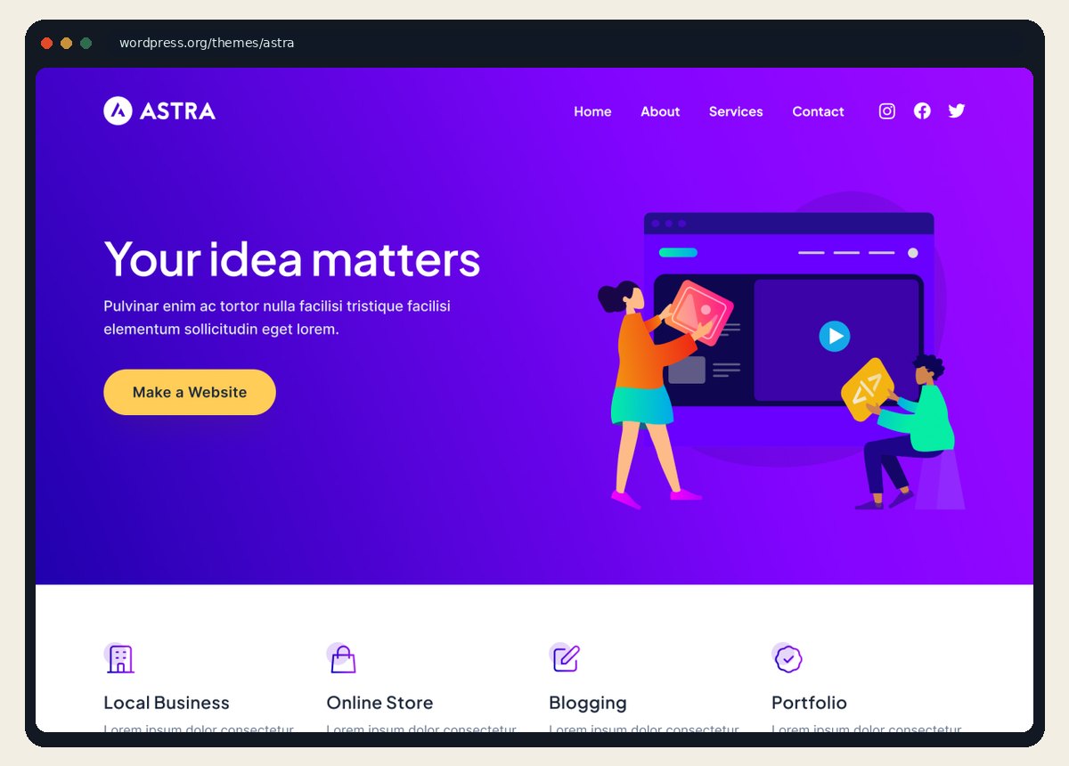 Astra WordPress theme screenshot from wordpress.org/themes/astra
